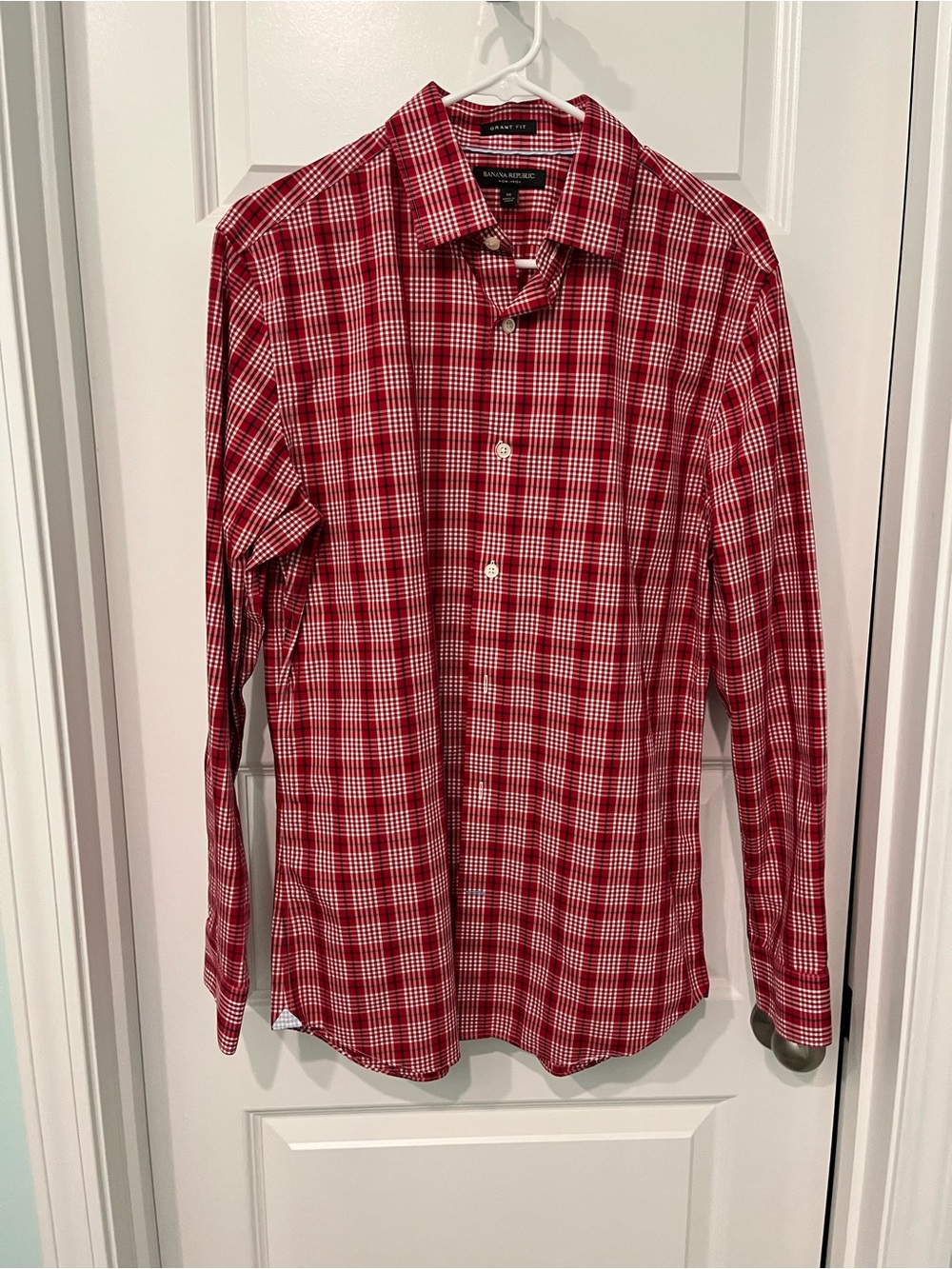 Banana Republic Red & White Plaid Button-Down Shirt